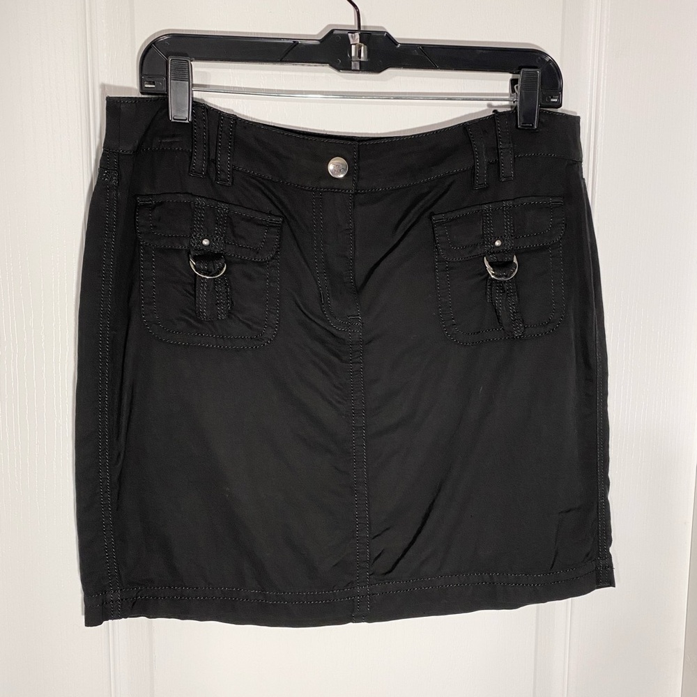 Y2K VTG WHBM Utility Style Mini Skirt Black Size 8 White House Black Market